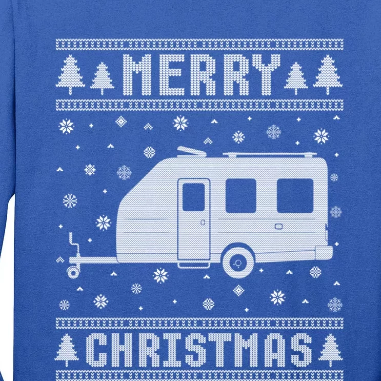 Xmas Santa Hat Camper Design Funny Ugly Christmas Sweater Gift Tall Long Sleeve T-Shirt