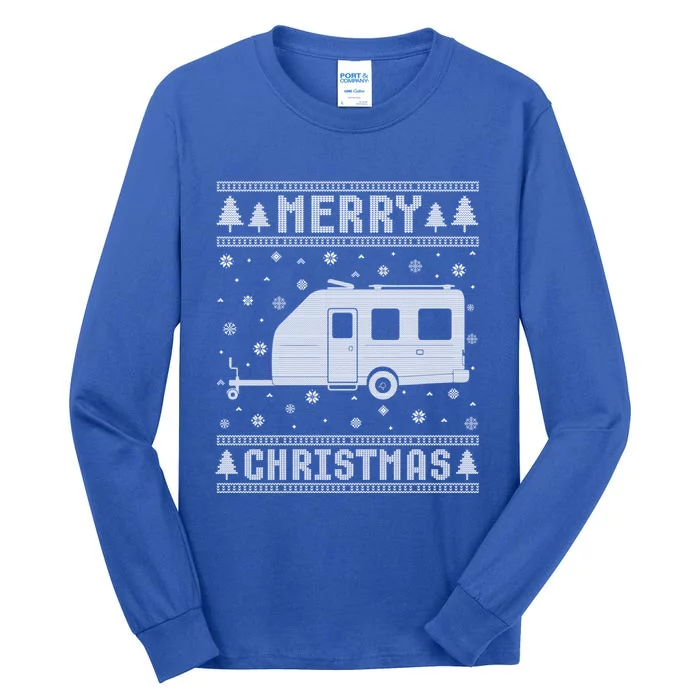 Xmas Santa Hat Camper Design Funny Ugly Christmas Sweater Gift Tall Long Sleeve T-Shirt