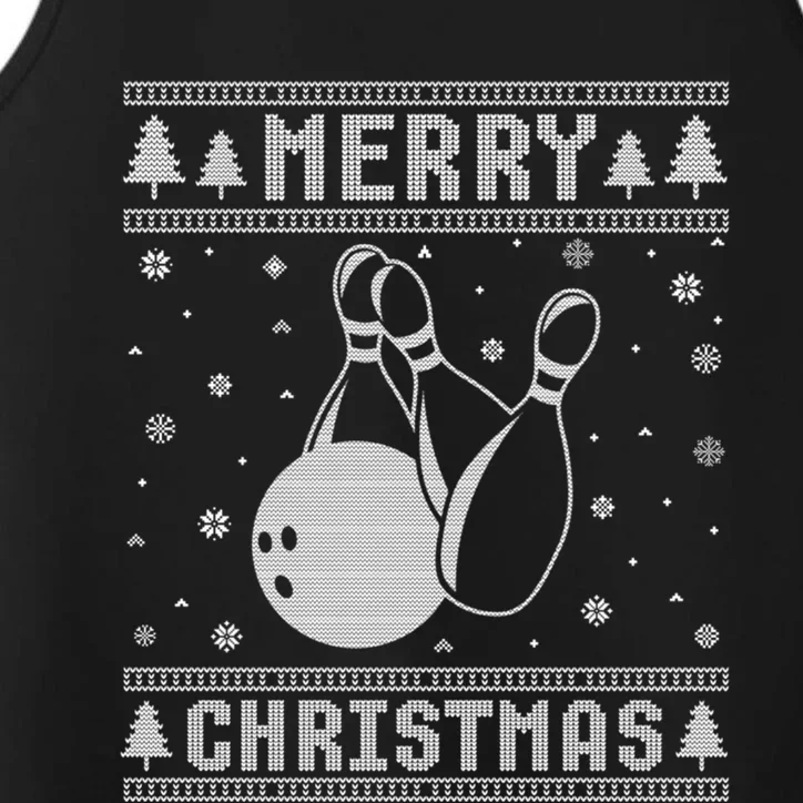 Xmas Santa Hat Bowling Design Funny Ugly Christmas Sweater Gift Performance Tank