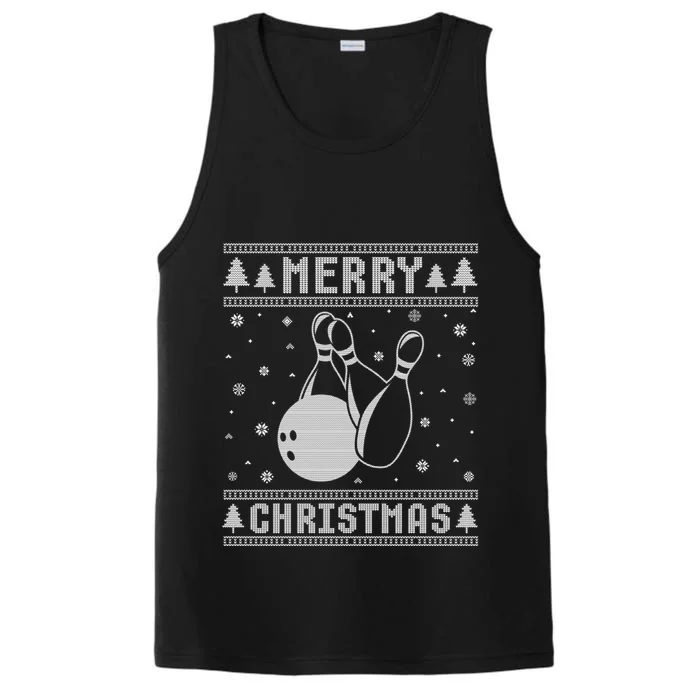 Xmas Santa Hat Bowling Design Funny Ugly Christmas Sweater Gift Performance Tank