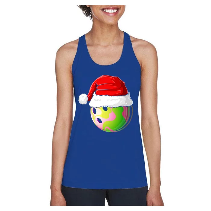 Xmas Santa Hat Christmas Bowling Meaningful Gift Women's Racerback Tank