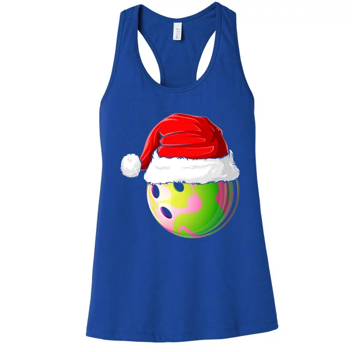 Xmas Santa Hat Christmas Bowling Meaningful Gift Women's Racerback Tank