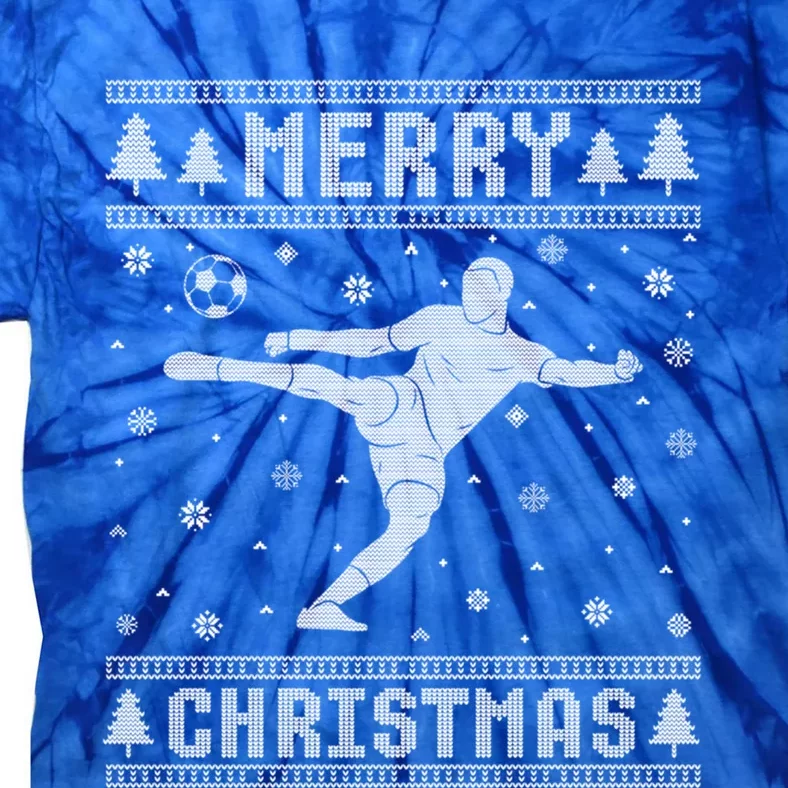 Xmas Santa Hat Football Player Design Ugly Christmas Sweater Great Gift Tie-Dye T-Shirt