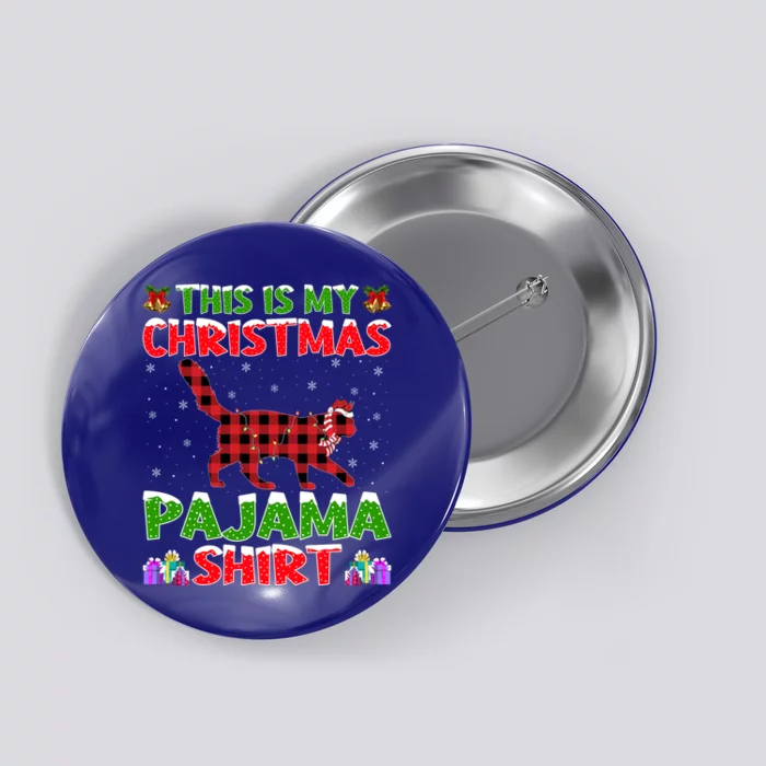 Xmas Santa Hat This Is My Maine Coon Cat Christmas Pajama Gift Button