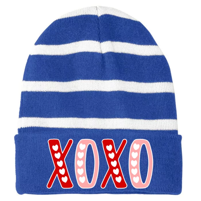 Xoxo Sweet Love Valentine Heart Rotic Valentines Day Gift Striped Beanie with Solid Band