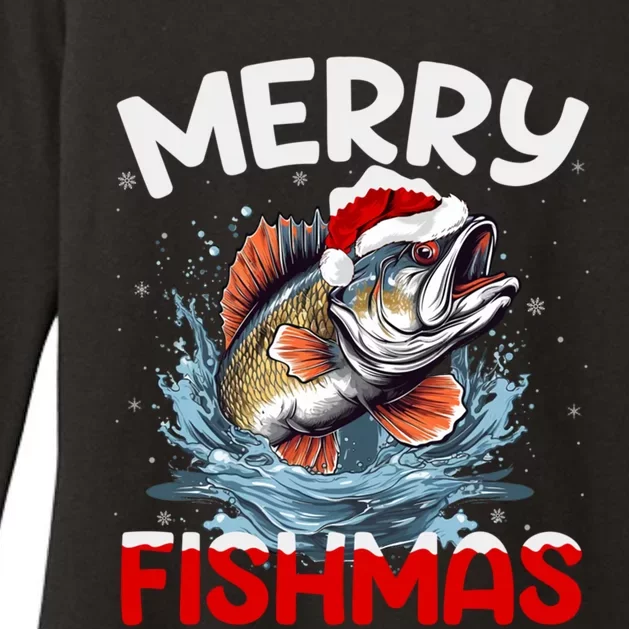 Xmas Santa Merry Fishmas Fishing Christmas Cool Gift Womens CVC Long Sleeve Shirt