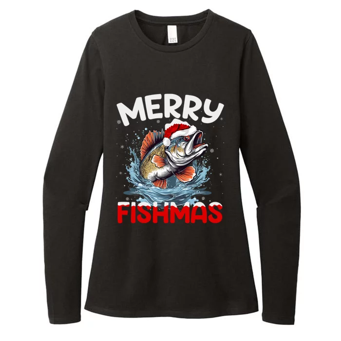 Xmas Santa Merry Fishmas Fishing Christmas Cool Gift Womens CVC Long Sleeve Shirt