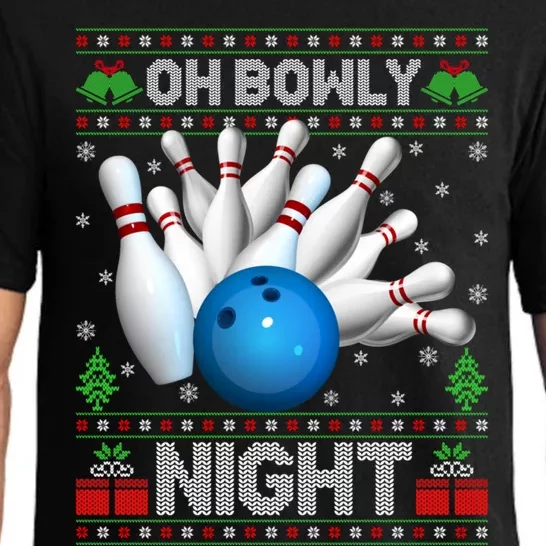 Xmas Sweater Oh Bowly Night Ugly Bowling Christmas Gift Pajama Set