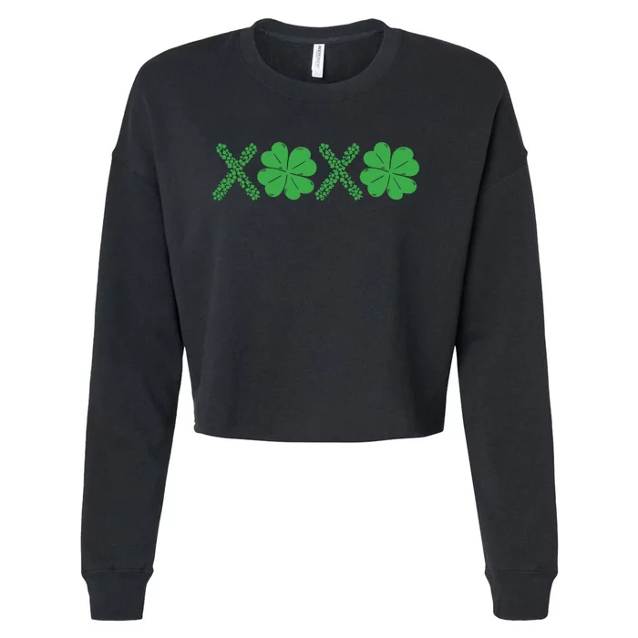 Xoxo St Patricks Day Shamrock Cropped Pullover Crew