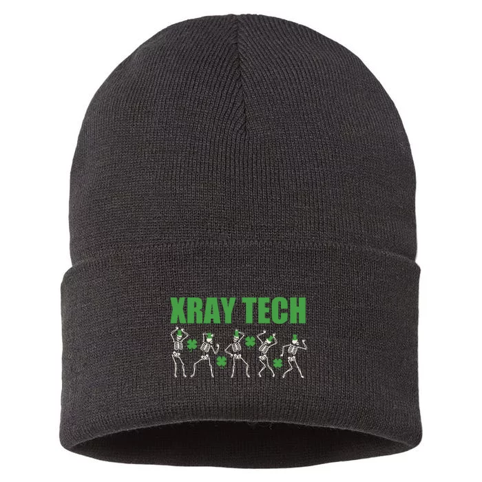 Xray St Patricks Day Dancing Skeleton Radiology Technician Sustainable Knit Beanie