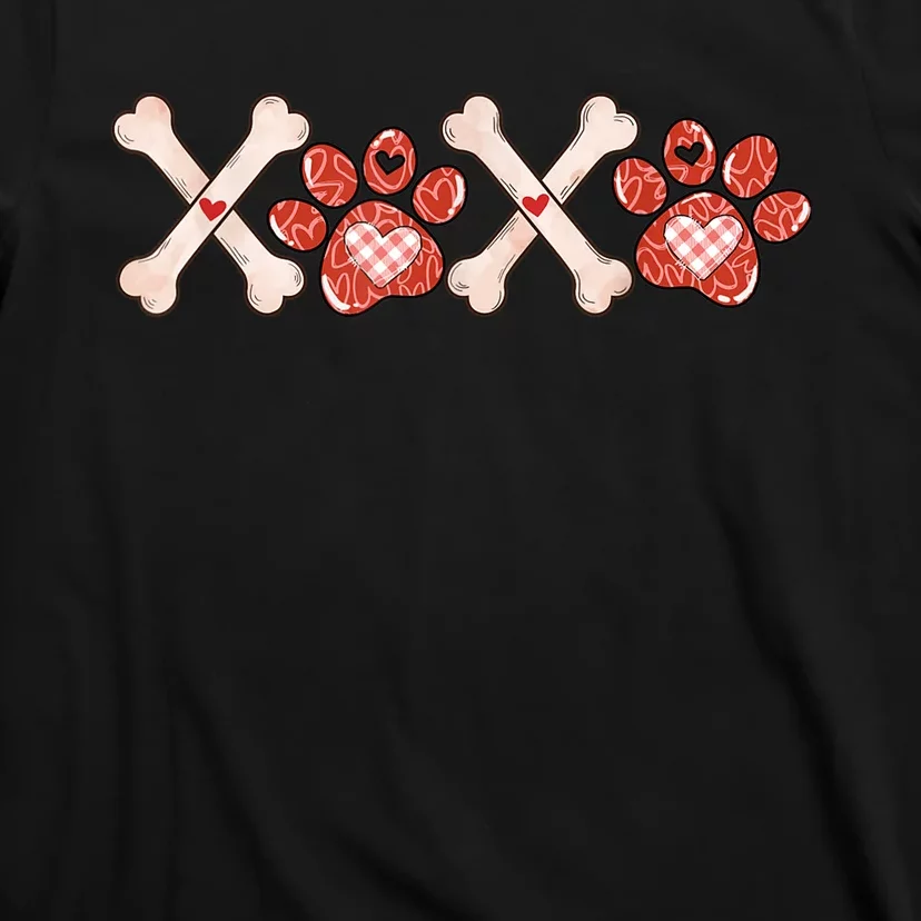 XOXO Skeleton Pet Dogs Cats Paw Hearts Valentine's Day T-Shirt