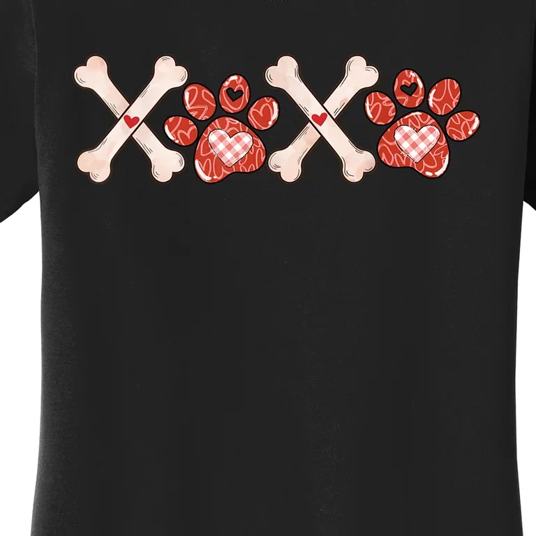 XOXO Skeleton Pet Dogs Cats Paw Hearts Valentine's Day Women's T-Shirt