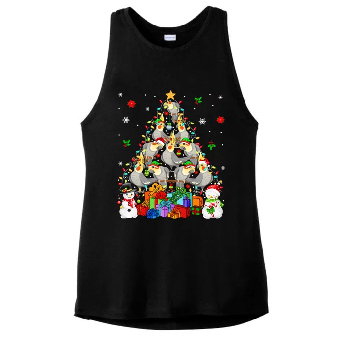 Xmas Squad Santa Reindeer Cockatiel Birds As Xmas Tree Farm Gift Ladies Tri-Blend Wicking Tank