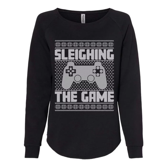 Xmas Sweater Style Sleighing The Game Video Gamer Christmas Gift Womens California Wash Sweatshirt