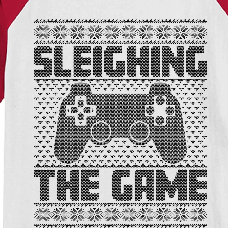 Xmas Sweater Style Sleighing The Game Video Gamer Christmas Gift Kids Colorblock Raglan Jersey