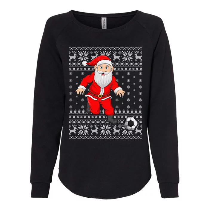 Xmas Sweater Style Ugly Santa Playing Soccer Christmas Meaningful Gift Womens California Wash Sweatshirt