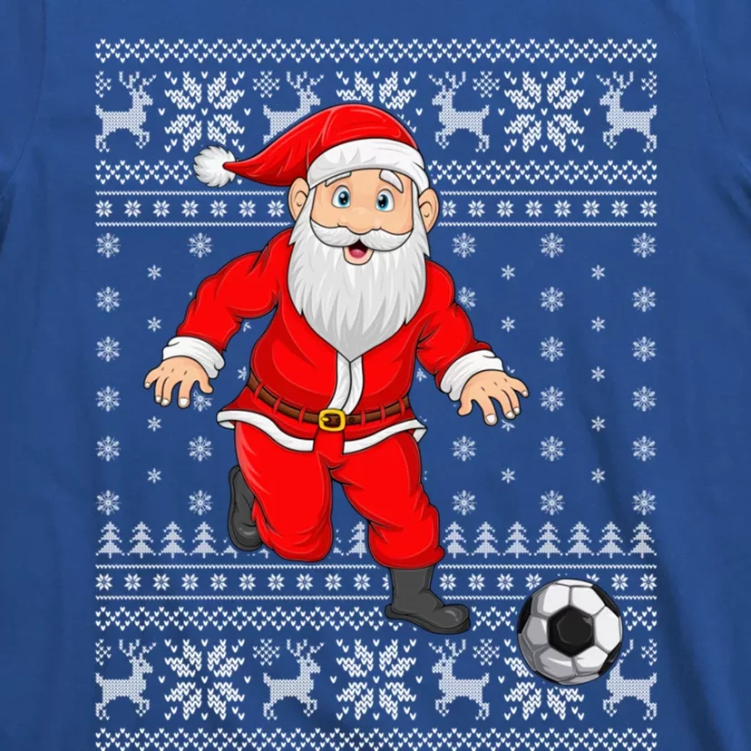 Xmas Sweater Style Ugly Santa Playing Soccer Christmas Meaningful Gift T-Shirt