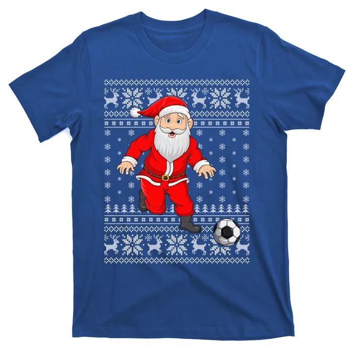 Xmas Sweater Style Ugly Santa Playing Soccer Christmas Meaningful Gift T-Shirt