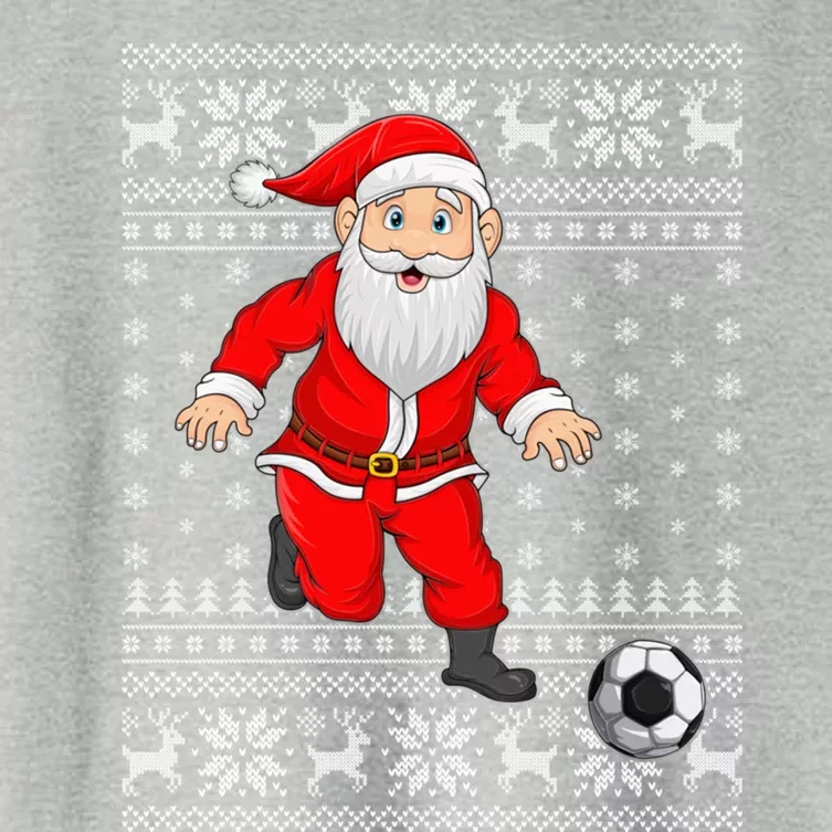 Xmas Sweater Style Ugly Santa Playing Soccer Christmas Meaningful Gift Women's Crop Top Tee