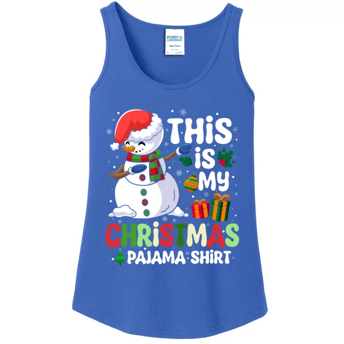 Xmas Snow This Is My Christmas Pajama Gift Ladies Essential Tank