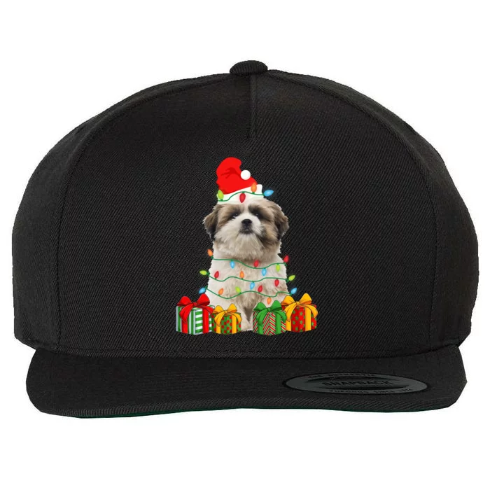 Xmas Shih Tzu Dog Christmas Lights Puppy Lover Meaningful Gift Wool Snapback Cap