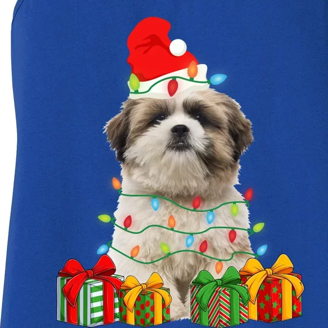 Xmas Shih Tzu Dog Christmas Lights Puppy Lover Meaningful Gift Women's Racerback Tank