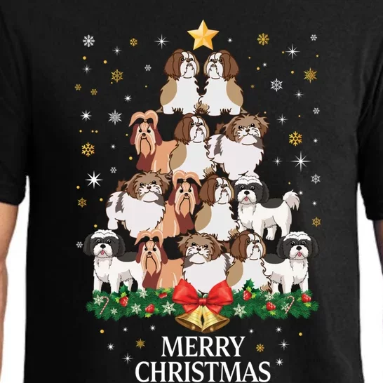 Xmas Shih Tzu Dog Tree Design For Boys Girls Shih Tzu Dog Gift Pajama Set