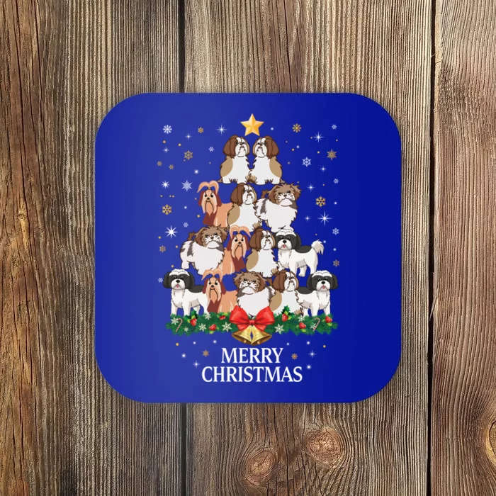 Xmas Shih Tzu Dog Tree Design For Boys Girls Shih Tzu Dog Gift Coaster