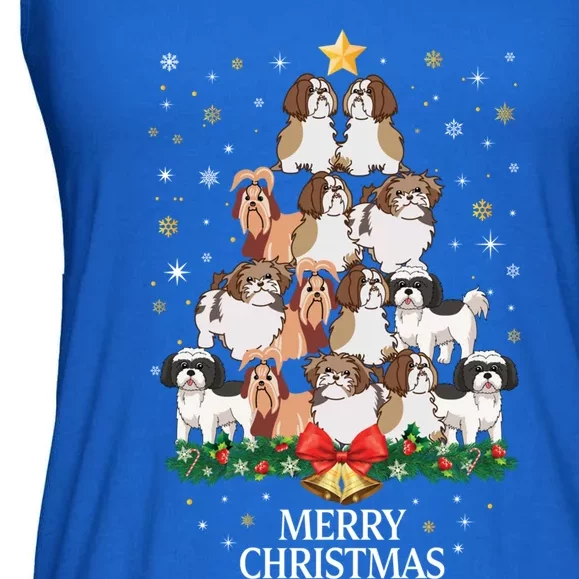 Xmas Shih Tzu Dog Tree Design For Boys Girls Shih Tzu Dog Gift Ladies Essential Flowy Tank