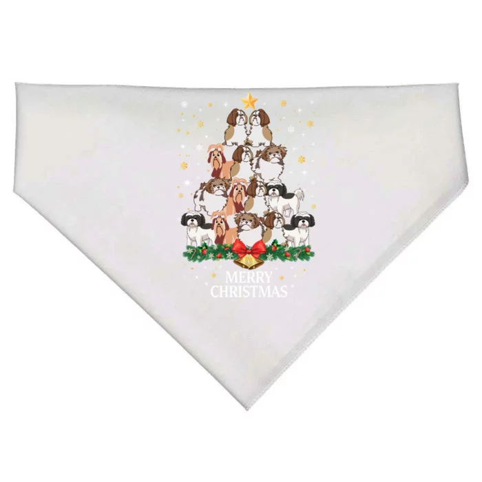 Xmas Shih Tzu Dog Tree Design For Boys Girls Shih Tzu Dog Gift USA-Made Doggie Bandana