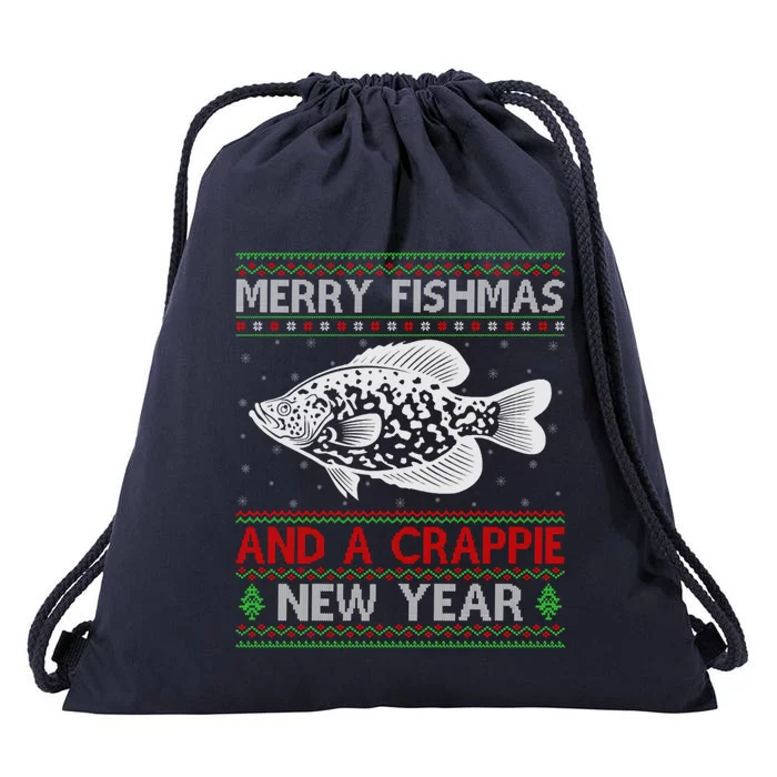 Xmas Santa Ugly Merry Fishmas Crappie Fish Christmas Meaningful Gift Drawstring Bag