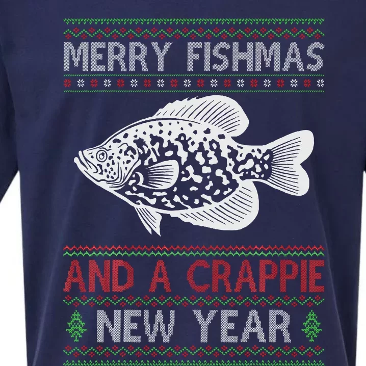 Xmas Santa Ugly Merry Fishmas Crappie Fish Christmas Sueded Cloud Jersey T-Shirt