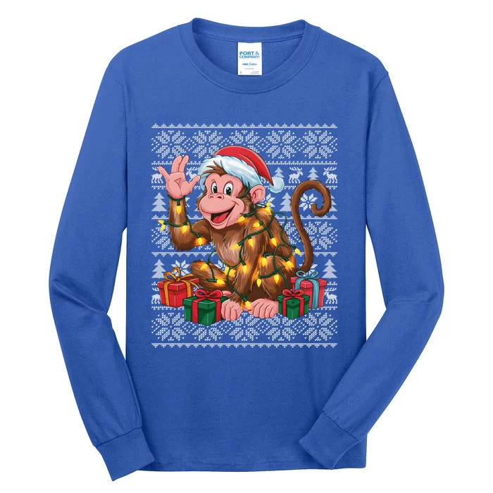 Xmas Style Ugly Santa Hat Monkey Christmas Gift Tall Long Sleeve T-Shirt