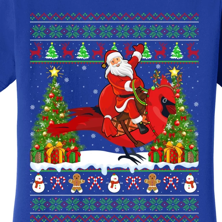 Xmas Sweater Ugly Santa Riding Cardinal Bird Christmas Gift Women's T-Shirt