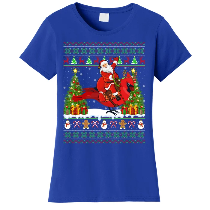 Xmas Sweater Ugly Santa Riding Cardinal Bird Christmas Gift Women's T-Shirt