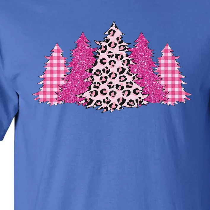 Xmas Tree Buffalo Pink Plaid Matching Family Tall T-Shirt