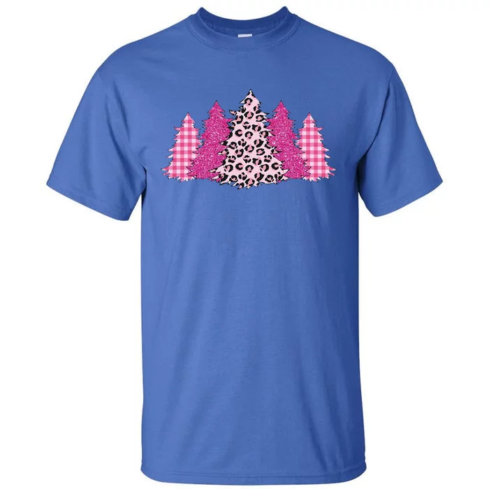 Xmas Tree Buffalo Pink Plaid Matching Family Tall T-Shirt