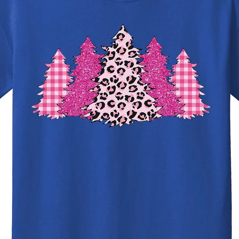 Xmas Tree Buffalo Pink Plaid Matching Family Kids T-Shirt