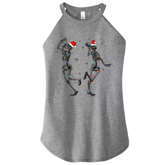 Xmas Tree Christmas Lights Christmas Skeleton Dancing Gift Women’s Perfect Tri Rocker Tank