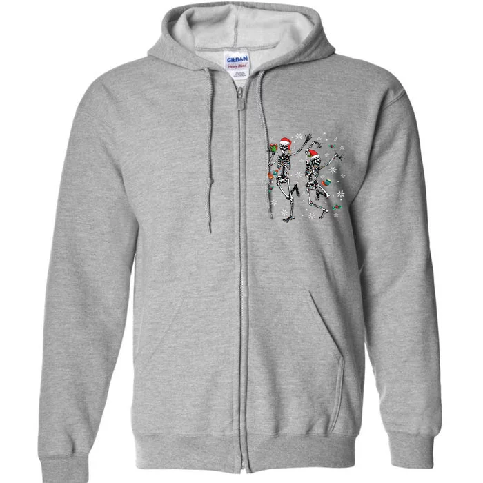 Xmas Tree Christmas Lights Christmas Skeleton Dancing Full Zip Hoodie