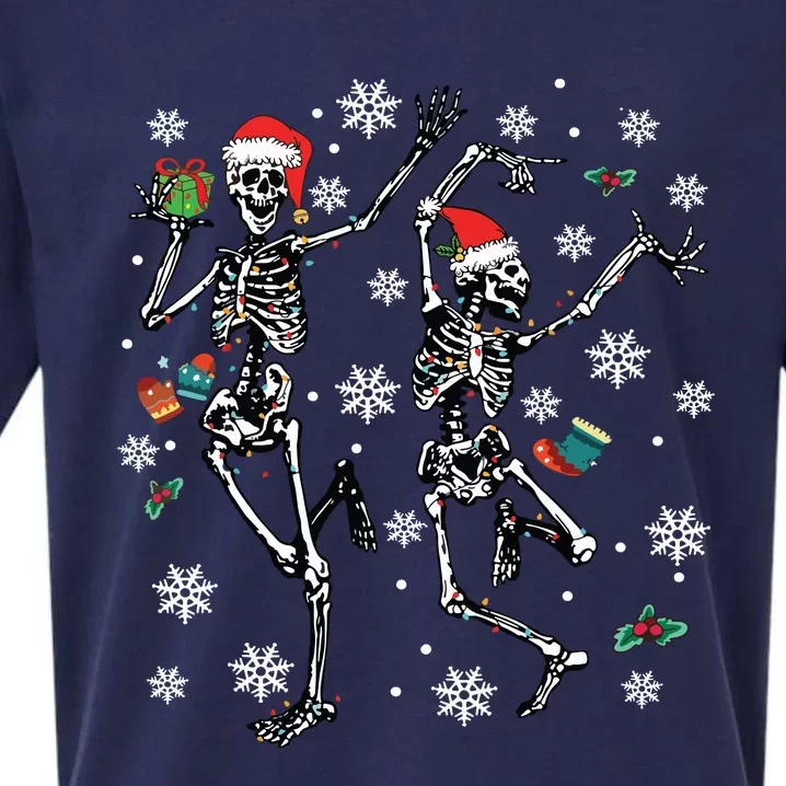 Xmas Tree Christmas Lights Christmas Skeleton Dancing Sueded Cloud Jersey T-Shirt