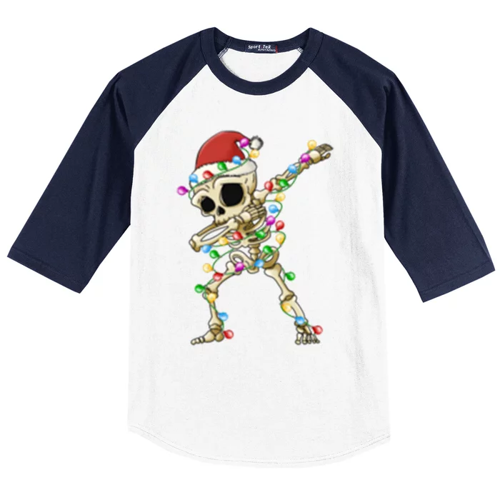 Xmas Tree Christmas Lights Christmas Funny Dabbing Skeleton Great Gift Baseball Sleeve Shirt