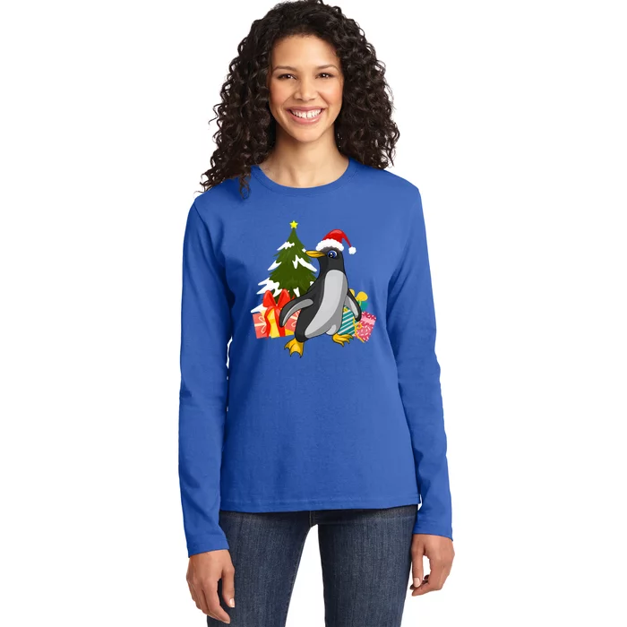 Xmas Tree Christmas Zoo Animal Lover Cute Antarctica Penguin Gift Ladies Long Sleeve Shirt