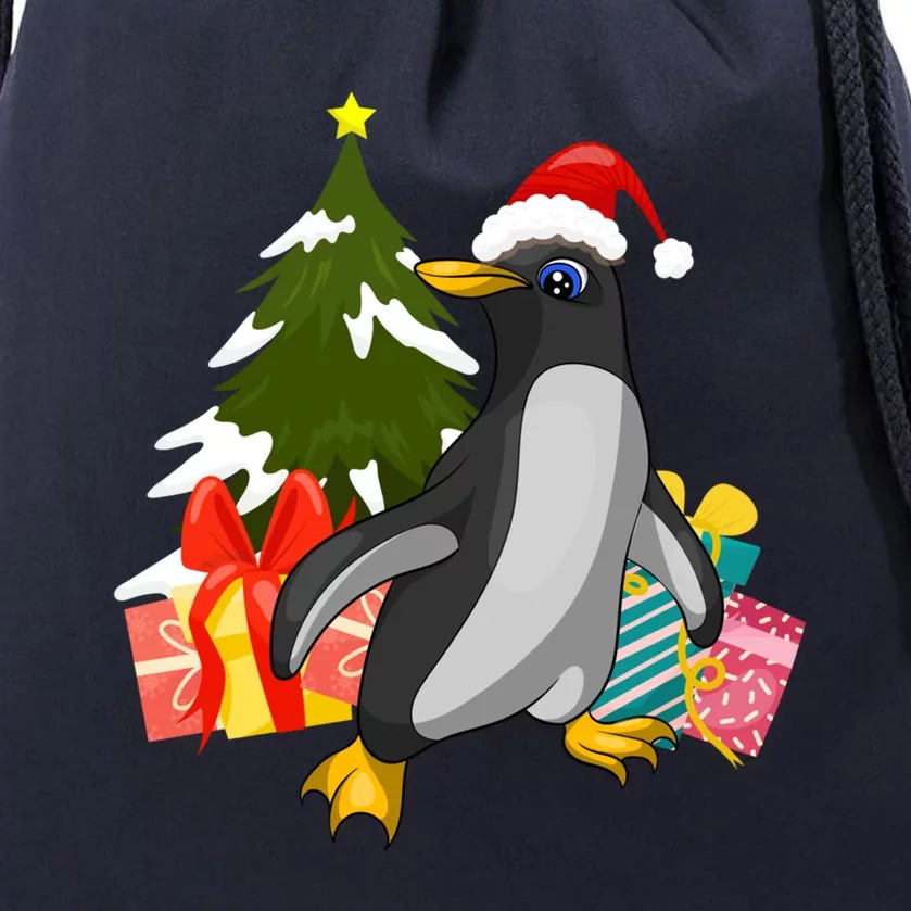 Xmas Tree Christmas Zoo Animal Lover Cute Antarctica Penguin Gift Drawstring Bag