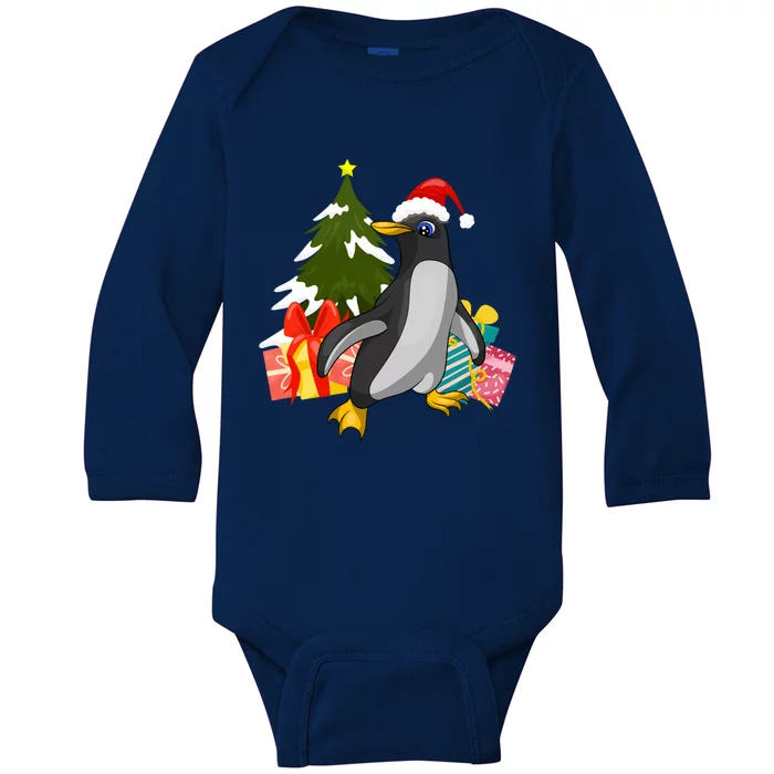 Xmas Tree Christmas Zoo Animal Lover Cute Antarctica Penguin Gift Baby Long Sleeve Bodysuit