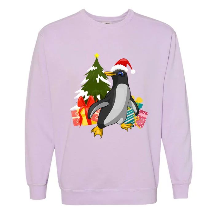 Xmas Tree Christmas Zoo Animal Lover Cute Antarctica Penguin Gift Garment-Dyed Sweatshirt