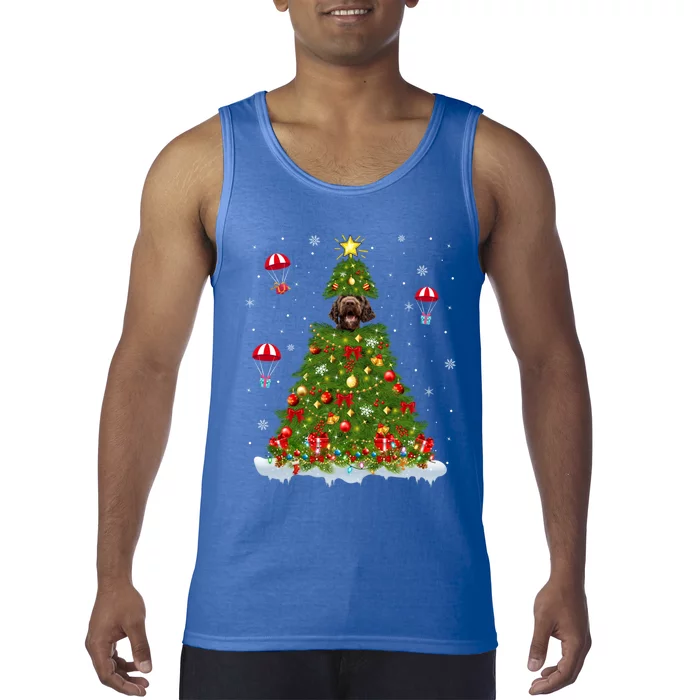 Xmas Tree Decorations Lights Santa Poodle Dog Christmas Gift Tank Top