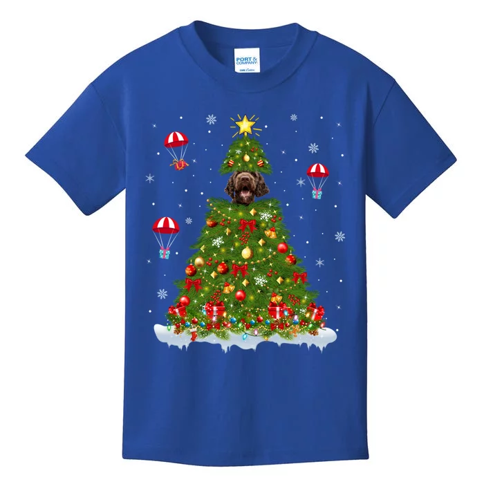 Xmas Tree Decorations Lights Santa Poodle Dog Christmas Gift Kids T-Shirt