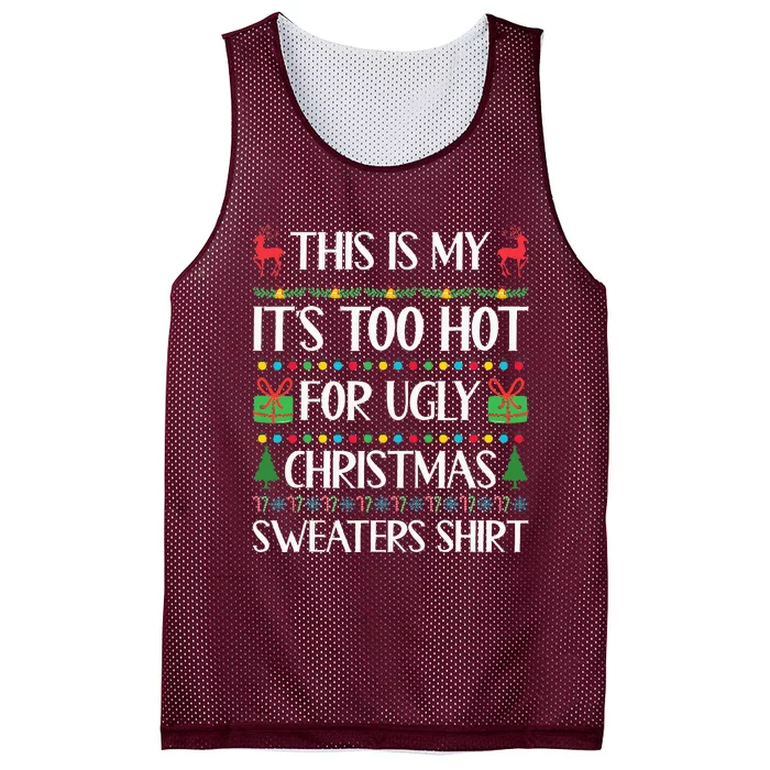 Xmas Too Hot Ugly Christmas Sweaters Family Mesh Reversible Basketball Jersey Tank