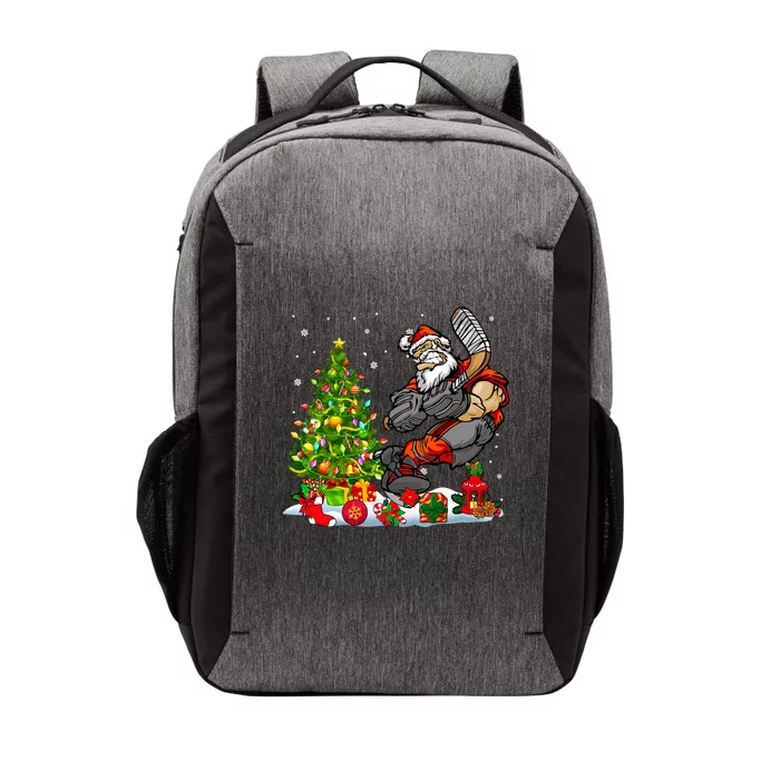 Xmas Tree Light Presents Santa Playing Hockey Player Lover Gift Vector Backpack